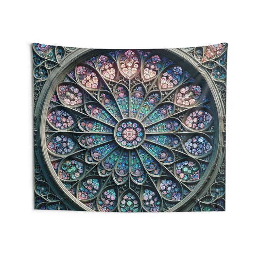 Enchanted Rosette: The Stained Glass Illusion Tapestry