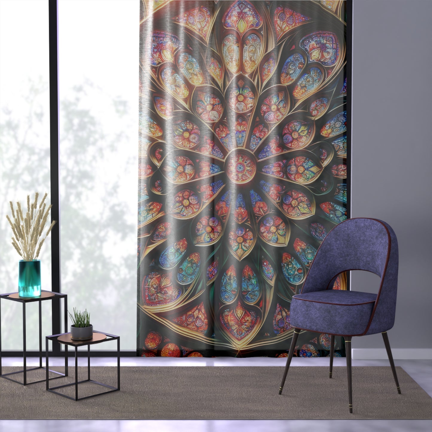 Sheer Colorul Stained Glass Window Curtain