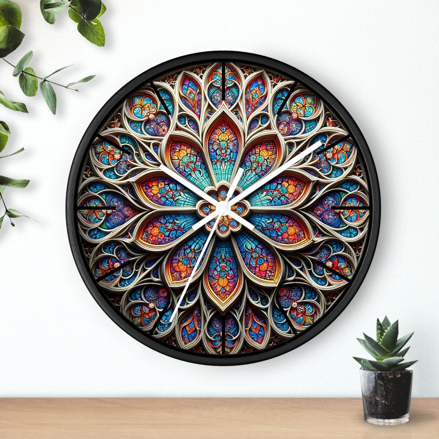 Vibrant Stained Glass-Inspired Wall Clock