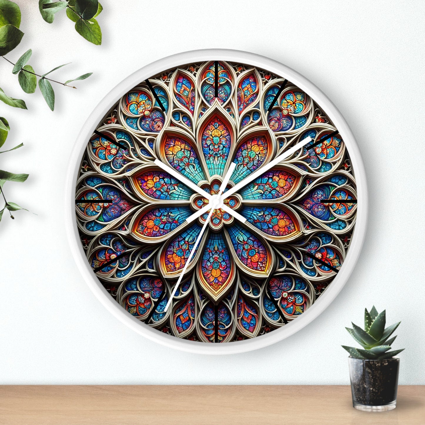 Vibrant Stained Glass-Inspired Wall Clock