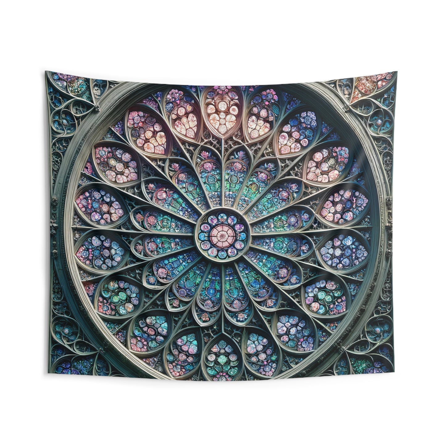 Enchanted Rosette: The Stained Glass Illusion Tapestry