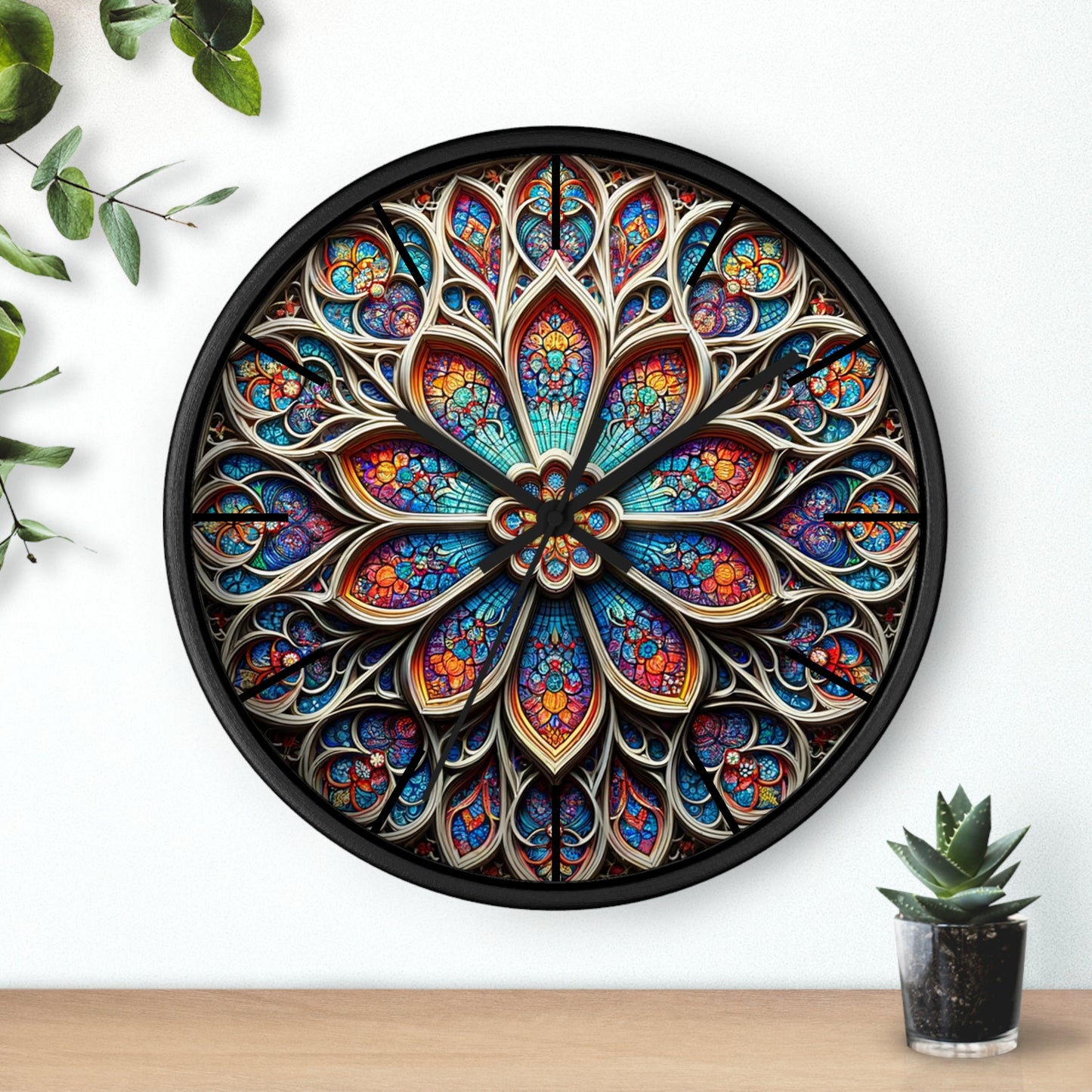 Vibrant Stained Glass-Inspired Wall Clock