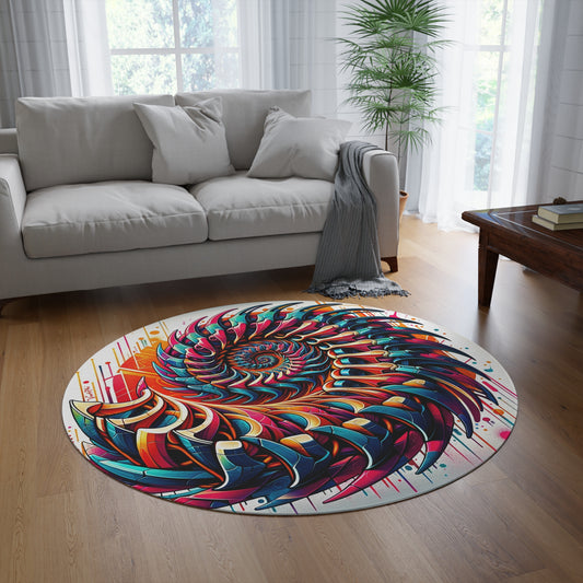 Palette Vortex: 5' Artistic Round Rug