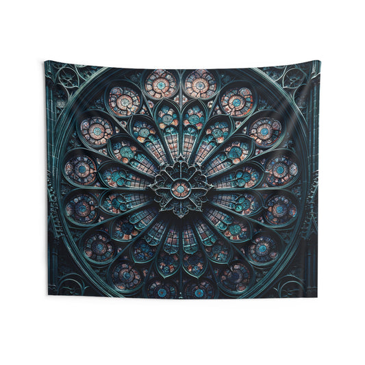 Luminous Rosette: The Stained Glass Floral Tapestry