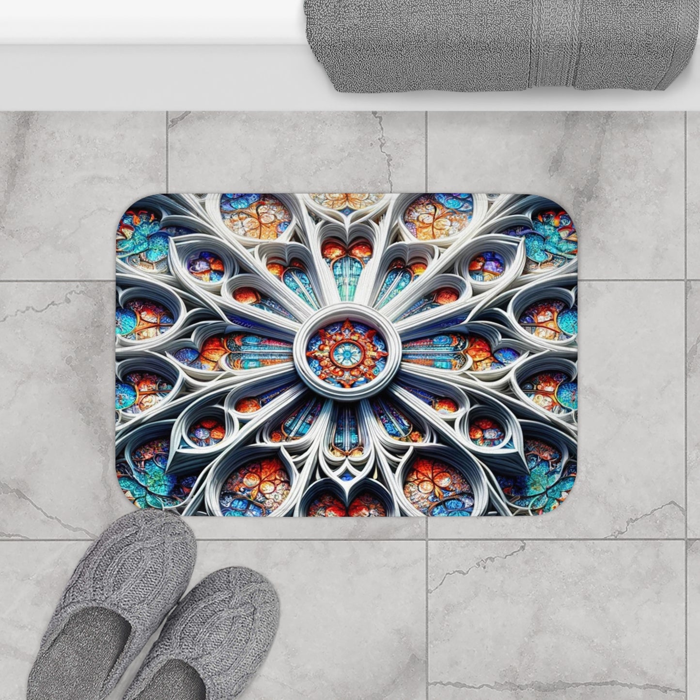 Rose Window Bathroom Floor Mat – Elegance Meets Functionality