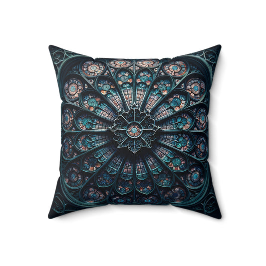 Midnight Mosaic: The Celestial Double-Sided Stained Glass Pillow