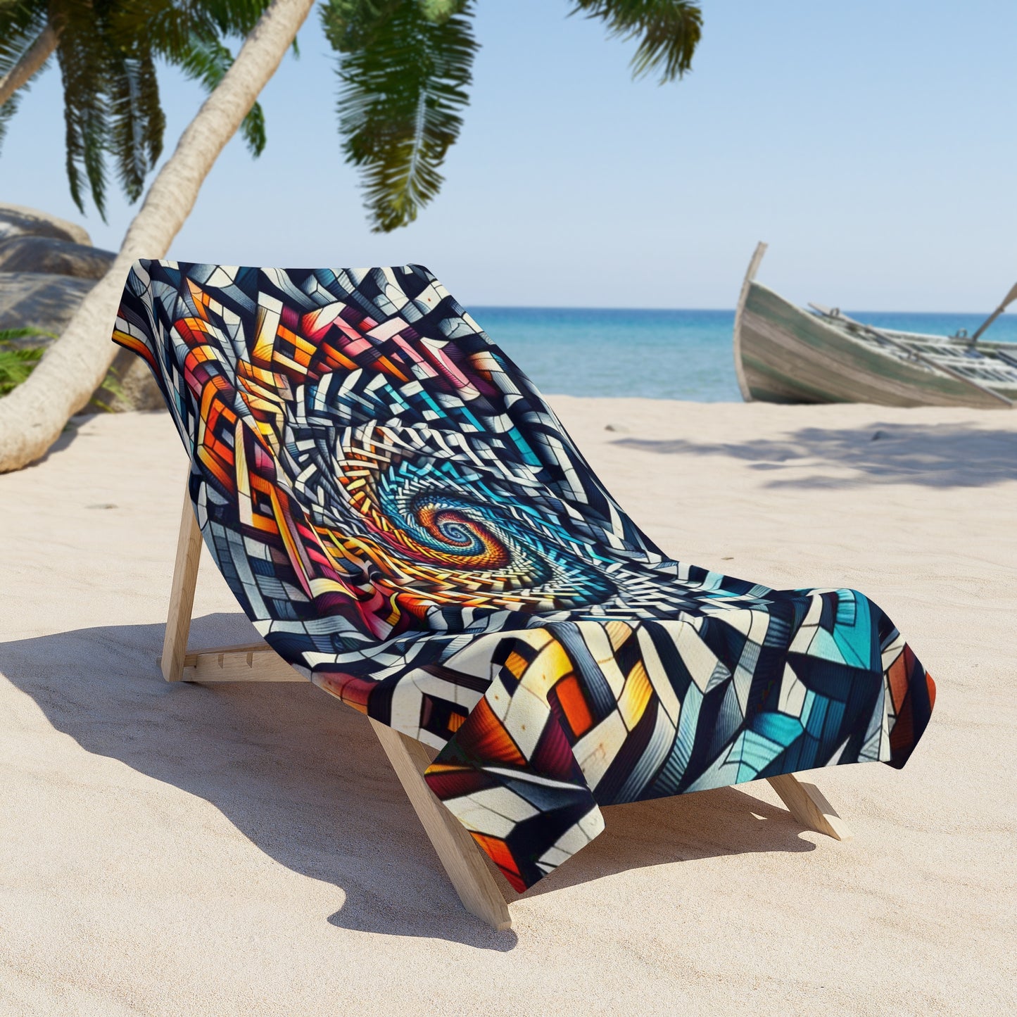 Geometric Spiral Beach Towel