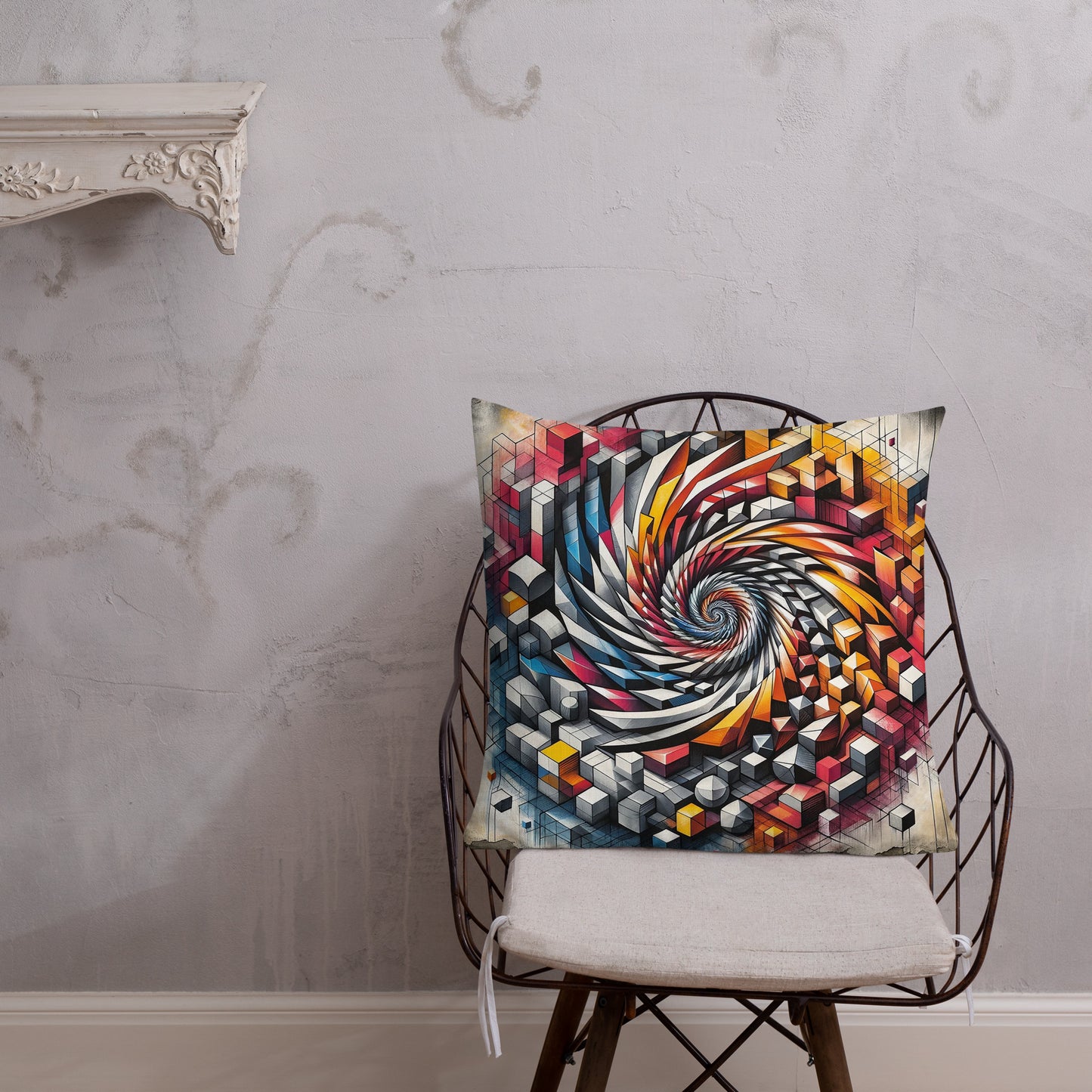 Whirl of Comfort: Abstract Art Cushion