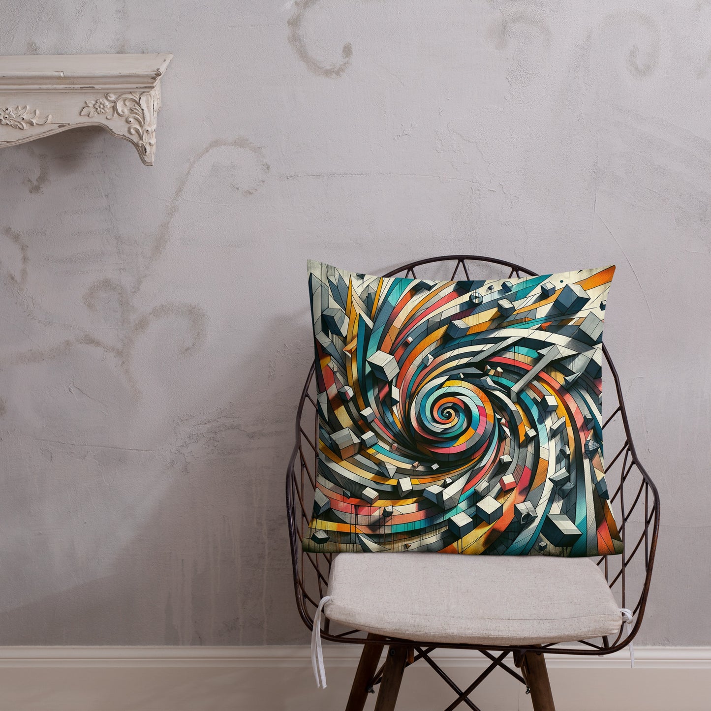 Whirl of Comfort: Abstract Art Cushion